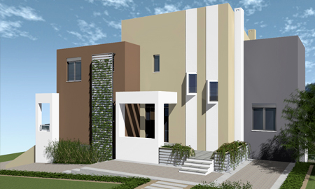 exterior photoreal of a modern residence in Rethymno